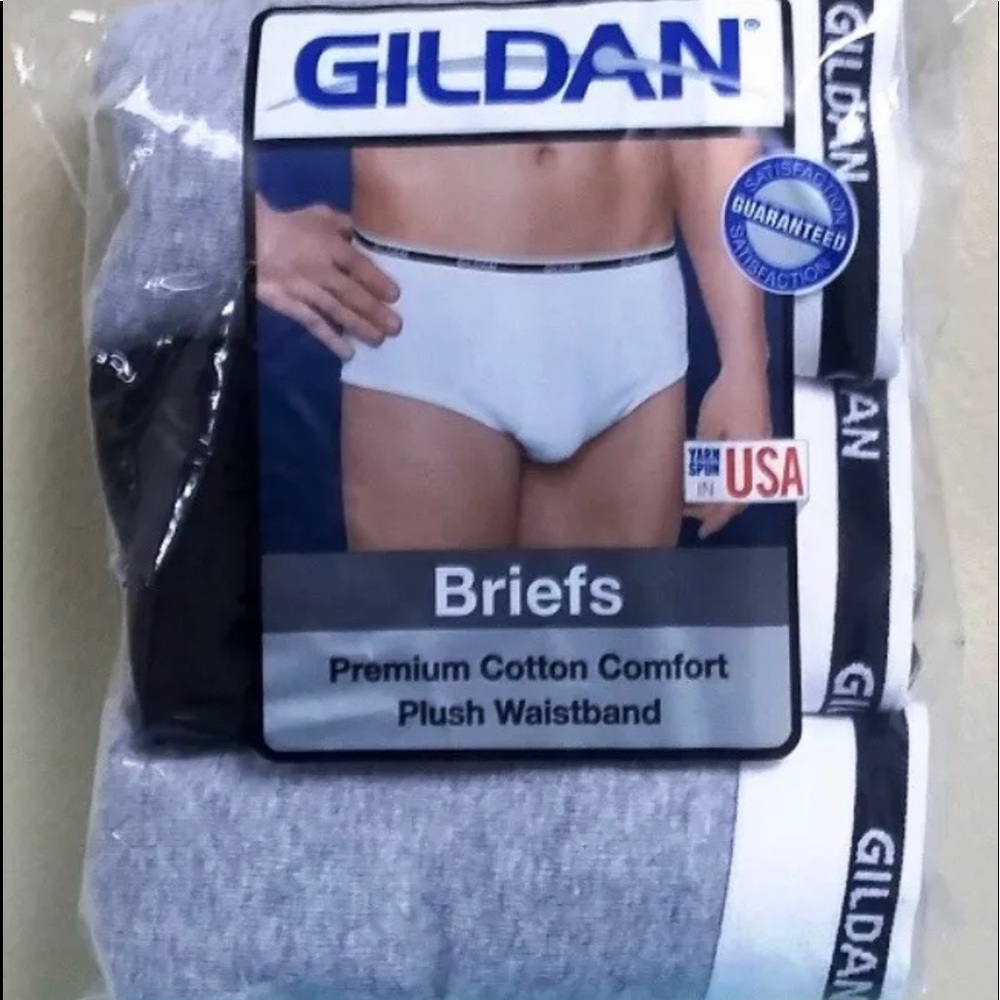 GILDAN Premium Cotton Comfort Plush Waistband 3 Pck Briefs Men SZ 2XL 44-46 NWT